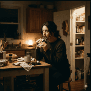 femme mange chocolat en cachette 