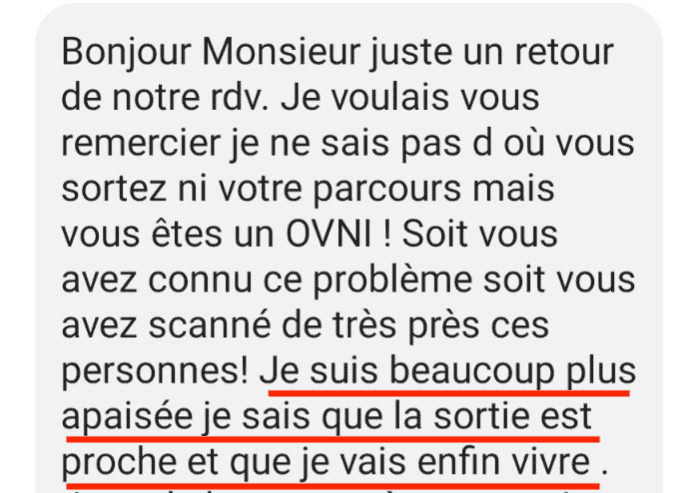 témoignage, cliente, satisfaite, hypnose, séance
