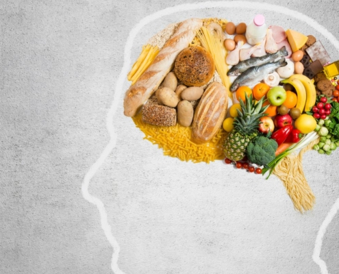 image de cerveau plein d'aliments perdre du poids