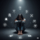 TCA 12 blessures psychologie image de femme symboles sur fond sombre
