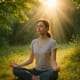 hypnose Éveil de conscience et gestion du stress en méditation au soleil couchant.
