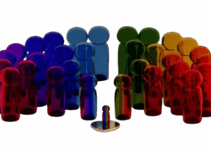 pions en plastique colorés symbolisant constellations familiales