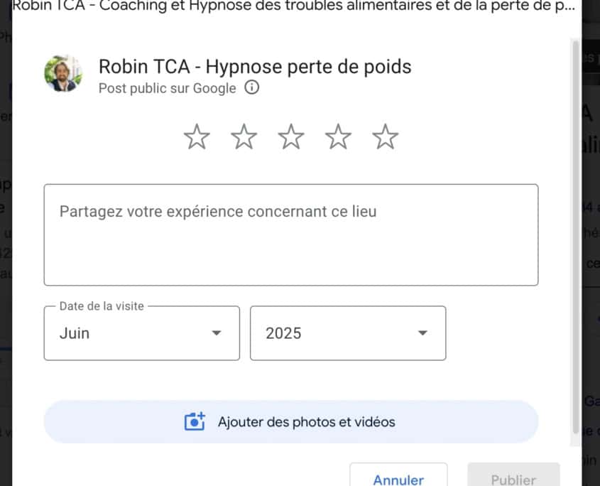 capture d'écran avis google maps