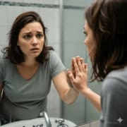 femme miroir perte de poids après l'accouchement grossesse TCA hypnose