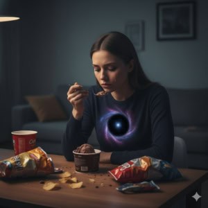 Femme qui remplit un vide énorme dans son cœur hypnose TCA manger ses émotions