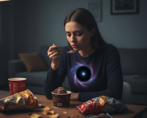 Femme qui remplit un vide énorme dans son cœur hypnose TCA manger ses émotions