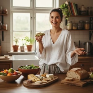 Femme heureuse et saine, mange naturellement hypnose perte de poids
