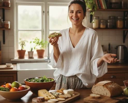 Femme heureuse et saine, mange naturellement hypnose perte de poids
