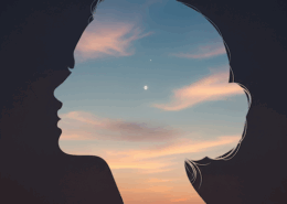 femme tête ciel rêve clarté d'esprit apaisement