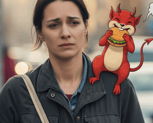 image diable et femme avec rides fatiguée par TCA