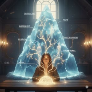 woman, thinking, iceberg, hidden scheme, 