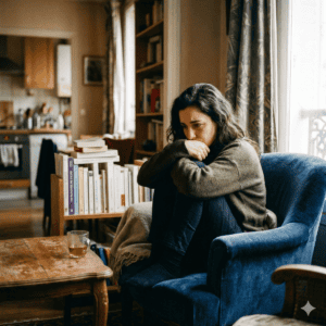 honte d'une femme sur son fauteuil