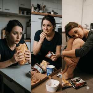 avant pendant après la crise de boulimie jeune femme