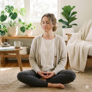 méditation femme en tailleur