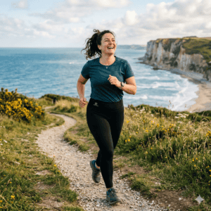 femme libérée qui court dans la nature