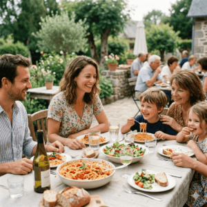 repas de famille dehors 